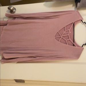 soft pink aerie long sleeve shirt